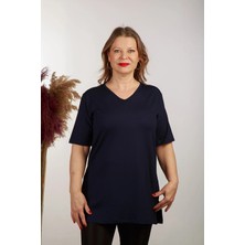 Boutique Arzu Inan Tunik V Yaka Kısa Kollu Yıtmaçlı