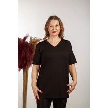 Boutique Arzu Inan Tunik V Yaka Kısa Kollu Yıtmaçlı