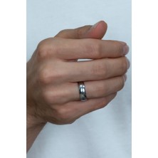 Takı Dükkanı 6 mm Bombeli Söz Nişan Unisex Çelik Alyans Yüzük tca