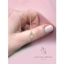 Atelier Sarraf 18 Ayar Altın Bileklik Fatima'nın Eli Hamse Charm Italyan Dizayn