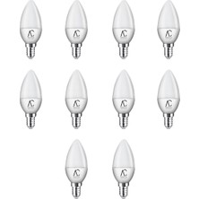 AC Aydınlatma 5W Mum LED Ampul 3200K Sarı Işık - E14 Duy - 10 Adet