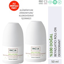 INCIA %100 Doğal Roll On Deodorant Beyazlatıcı Ter Kokusu Önleyici Lekesiz 50 ml X2 Adet