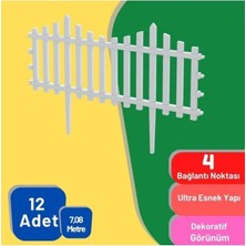 Armarks 12 Adet 7,08 Metre Plastik Bahçe Çiti, Plastik Dekoratif Bahçe Çiti, 59 cm Bahçe Çiti, Beyaz
