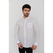 Cazador Caz 2021 Tek Cep Hakim Yaka Erkek Keten Gömlek