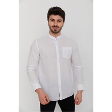 Cazador Caz 2021 Tek Cep Hakim Yaka Erkek Keten Gömlek