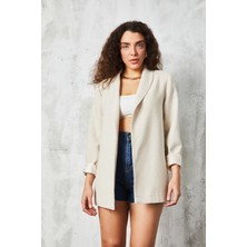 Minaaise Şal Yaka Keten Ceket 25029