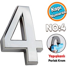 Nzb Kapı Numarası Yapışkanlı Parlak Krom Numaraları 37.5 mm No:4 Rakam Sayı