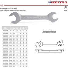 İzeltaş 14-15 Çatal İki Ağız Anahtar 0100 01 1415