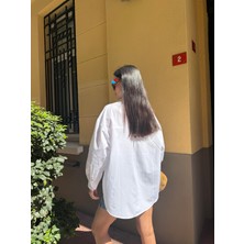 Minaaise Beyaz Geniş Kesim Basic Gömlek 27202