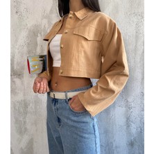 Minaaise Vizon Pamuk Gabardin Kısa Overize Ceket 25171