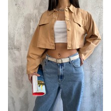 Minaaise Vizon Pamuk Gabardin Kısa Overize Ceket 25171