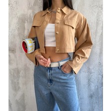 Minaaise Vizon Pamuk Gabardin Kısa Overize Ceket 25171