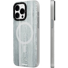 YoungKit iPhone 15 Pro Uyumlu Kılıf Ahşap Desenli Wood Forest Serisi Gri