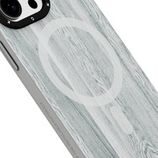 YoungKit iPhone 15 Pro Uyumlu Kılıf Ahşap Desenli Wood Forest Serisi Gri