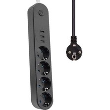 Winnboss Akım Korumalı Isıya Dayanıklı 4 Lü 2 mt Uzatma 3 Adet USB 3402