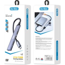 Go-Des Type-C USB Çoğaltıcı Hub Go Des GD-UC702S Usb3.0/usb2.0/usb1.1 5gbps Veri Aktarımı  4in1 Hub