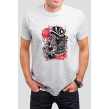 T-35 Samurai Baskılı Beyaz Unisex Tişört C344
