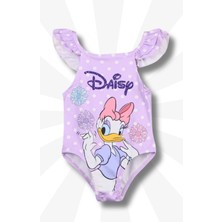 Beniizle Daisy Duck Desenli Omuz Fırfır Detaylı Kız Çocuk Mayo