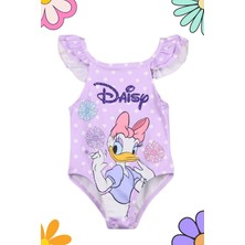 Beniizle Daisy Duck Desenli Omuz Fırfır Detaylı Kız Çocuk Mayo