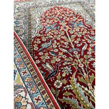 Burak Halı El Dokuma Saf Ipek Seccade 75 x 110 cm Ağaçlı Kuşlu Model %100 Ipek Halı