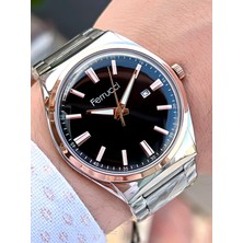 Ferrucci Siyah Kadran Takvimli Çelik Kordon 30 mt Suya Dayanıklı Erkek Kol Saati 03330TM.04