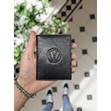 Visso Leather 1904 Volkswagen Logolu  Deri Araç Ruhsat Kılıfı Isme Özel Çanta Erkek Kadın Modeli