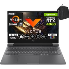 Hp Victus W16-S1018NT Amd Ryzen 7-8840H 64GB Ddr5 1tb SSD 8gb/ RTX4060 WINDOWS11HOME 16.1" 144 Hz Fhd IPS Taşınabilir Bilgisayar VİCTUSA1YU5EA34+WEBLEGELSINÇANTA