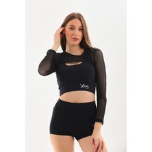 Lacis Yüksek Bel Toparlayıcı Şort Halter Kesim Crop Ve Tül Bolero 3 Iü Set