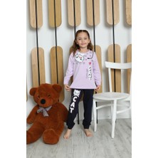 Mutlu City Yeni Sezon Kız Çocuk Garson Uzun Kollu Pamuk Cat Desen Penye Pijama Takımı 6053