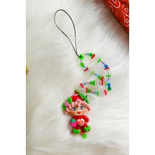 Fiyonka Handmade Creations Çilek Bebek Charm Renkli Boncuklu Telefon Askısı , Telefon Ipi