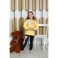 Mutlu City Yeni Sezon Kız Çocuk Garson Uzun Kollu Pamuk Cat Desen Penye Pijama Takımı 6053