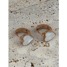 Mila Takı Kalp Rose Gold Sedef Çelik Küpe