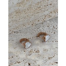 Mila Takı Kalp Rose Gold Sedef Çelik Küpe