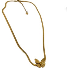 Mila Takı Italyan Kelebek Choker Çelik Kolye