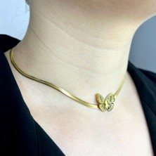Mila Takı Italyan Kelebek Choker Çelik Kolye