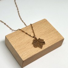 Mila Takı Çınar Yaprağı Rose Gold Çelik Kolye