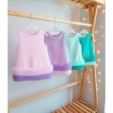Canwin Lila Tül Detaylı Askılı Kız Bebek Elbise