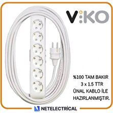 Viko Multi-Let 6'lı 25 Metre Topraklı Çocuk Korumalı Kablolu Grup Priz