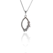 Neva jewelry Taşlı Oval Çiçekli Kolye