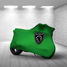 Ultra Shop Peugeot Django 50 Yeşil Kumaş Motosiklet Brandası Logo Baskılı Penye Kumaş Motosiklet Branda