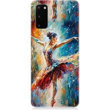 Teknomeg Samsung Galaxy S20 Uyumlu Soyut Balerin Desenli Silikon Kılıf
