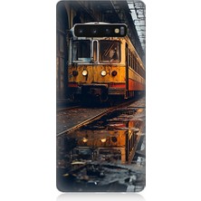 Teknomeg Samsung Galaxy S10 Plus Uyumlu Eski Sarı Tren Desenli Silikon Kılıf