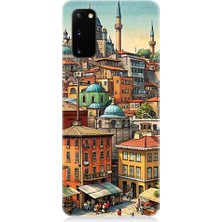 Teknomeg Samsung Galaxy S20 Uyumlu Eski Cami ve Mahalle Desenli Silikon Kılıf
