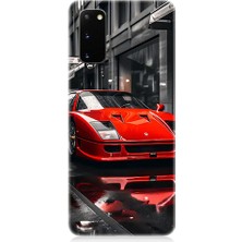 Teknomeg Samsung Galaxy S20 Uyumlu Kırmızı Spor Araba Desenli Silikon Kılıf