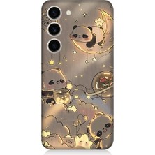 Teknomeg Samsung Galaxy S23 Uyumlu Panda ve Gezegenler Desenli Silikon Kılıf
