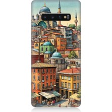 Teknomeg Samsung Galaxy S10 Uyumlu Eski Cami ve Mahalle Desenli Silikon Kılıf