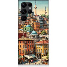 Teknomeg Samsung Galaxy S22 Ultra Uyumlu Eski Cami ve Mahalle Desenli Silikon Kılıf