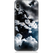 Teknomeg Samsung Galaxy M10 Uyumlu Bulutlu Bir Gece ve Yıldızlar  Desenli Silikon Kılıf