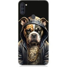 Teknomeg Samsung Galaxy M11 Uyumlu Rapçi Köpek Desenli Silikon Kılıf