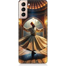 Teknomeg Samsung Galaxy S21 Uyumlu Mevlevi Semazen Desenli Silikon Kılıf